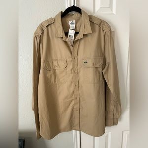 Men Lacoste Tan Button Down XXL NEW